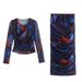 ZA& Women's Clothing 2025 Autumn Winter Style Round Neck Printed Silk Top + Half-length Straight Skirt Set_ecoleips.com