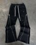 2025 New Style Heavy Duty Knitted Trousers With Zipper Design, Street Style, Niche Fashion, Distressed Finish, Unisex, Ribbed Fit, Wholesale_ecoleips.com