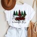 Popular Foreign Trade Christmas-themed Loose-fit T-shirt With Santa Claus And Christmas Tree Motifs, Round-neck Women's_ecoleips.com