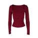 Women's Slim-Fit Square Neck T-Shirt Short Sleeve Trendy Polyester Blend Streetwear Essential 12 Colors S-XXL_ecoleips.com