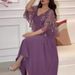 Women's Clothing Embroidered Shawl A Swing V-Neck_ecoleips.com