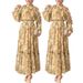 Modest Abaya Dress Elegant Floral Print Long Sleeve Wrap Dress With Waist Tie - Chiffon Maxi Dress For Women_ecoleips.com