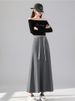 K Half Length Skirt With Contrasting Ribbons, Mid Length Skirt, Light Umbrella Skirt_ecoleips.com