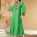 High End Rice Bead Embroidery Fashion Dress Abaya Robe Long Skirt_ecoleips.com