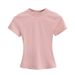 Women's round Neck Short Sleeve Stretch Slim Fit T-Shirt Basic European American Style Cross Border Fashion Tight Top_ecoleips.com