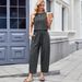 Women's Clothing Women's Clothing New Printed Plaid Loose Casual Sleeveless Vest Trousers Suit_ecoleips.com