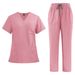 Women's New V-neck Split Medical Overalls, Pocket Straight Pants, Men's And Women's Toiletries, Operating Room Overalls_ecoleips.com