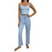 Cross-Border Casual Pajamas For Women Summer Trim Strap Long Pants European And American Style Ladies Homewear Two-Piece_ecoleips.com