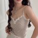 Women's Clothing Lace Splicing Striped Camisole In Summer With Breast Pads And Beautiful Back Bras To Wear As Inner Tops_ecoleips.com