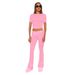 Audday 2025 Autumn And Winter New Solid Color Short Sleeve Women's Fashion Long Pants Two-Piece Set_ecoleips.com