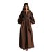 Women's Loose Fit V Neck Long Sleeve Solid Color Flowy Maxi Dress – Elegant Casual Resort Gown For Summer 2026_ecoleips.com