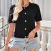 Women's Clothing Summer Short Sleeved Cardigan Short Button Round Neck Sweater_ecoleips.com