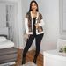 Women's Clothing Retro Lazy Style Leopard Print V Neck Sequined Jacket Female Loose Cardigan Top_ecoleips.com