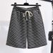 Black And White Striped Shorts Women's Summer New Five Point Wide Leg Pants Casual Running Sports Hot Pants Ins Slim_ecoleips.com