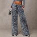 Glitter High-Waisted Straight Leg Pants With Drawstring - Stretchy Slim Fit Trousers For Women_ecoleips.com