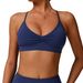 Women's Quick Drying V-Neck Yoga Bra Cross Back Gathered Sports Fitness Underwear for Running_ecoleips.com