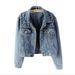 2026 Women's Short Jacket, Beaded Pearl Loose Fit, New Spring And Autumn Denim Coat_ecoleips.com