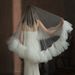 Women's Clothing Ruffled Bridal Veil White Double Story Photo Studio Travel Photo Outdoor Fluffy Soft Gauze_ecoleips.com