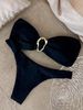 Women's Black Strapless Bikini European American Style Sexy Bow Tie Straps Swimwear_ecoleips.com