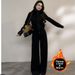 Korean Style Stand Collar Sweatshirt Jacket And Wide Leg Pants Set For Women Casual Autumn Winter Outfit_ecoleips.com