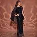 Elegant Black Sequin Ball Gown – Princess Sweetheart Neckline Cape Backless Evening Dress With High Waist & Flowy Skirt (Sizes S-XL)_ecoleips.com
