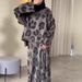 Women's High-End Autumn Fashion Trade Suit Watermark Print Irregular Long Sleeved Top And Long Skirt Set_ecoleips.com