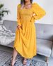 European American Autumn And Winter Square-neck Long-sleeve Holiday Rayon Dress, Pleated Long Skirt, Independent_ecoleips.com