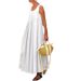 Women's Clothing New Fashion Temperament Solid Color Loose Pleated Dress_ecoleips.com