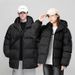 Men's Winter Puffer Jacket Warm Thickened Printed Plaid Trendy Coat with Hood Short Style_ecoleips.com