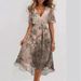 Women's Clothing Loose Casual V-Neck Floral Printed Dress Comfortable Hot Selling_ecoleips.com