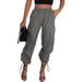Women’s Clothing Summer New Women's Loose Casual Parachute High Waist Elastic Drawstring Pocket Overalls Trousers_ecoleips.com