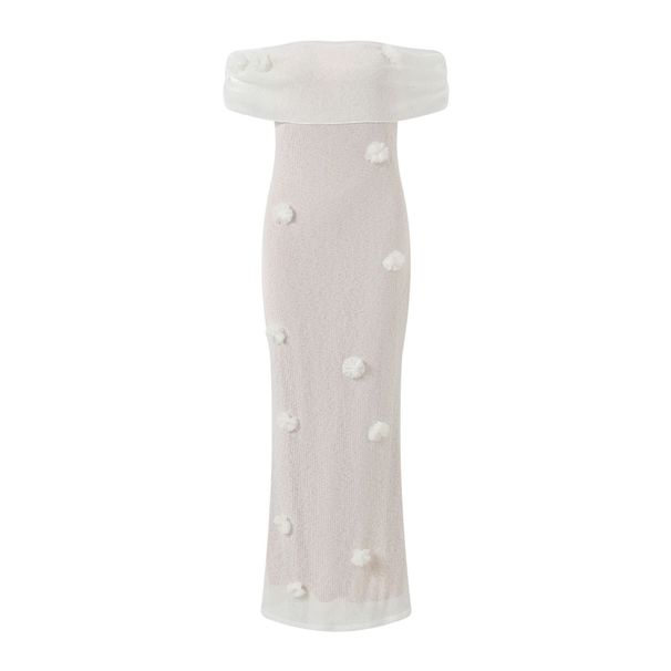 Women's 3D Floral Off-Shoulder Long Dress Fashionable French Style For Vacation_ecoleips.com