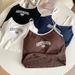 American Street Style Color Blocked Sexy Tank Top With Bra Pads, Letter Print, Short Top_ecoleips.com