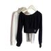 European And American Style Off-shoulder Sweatshirt Autumn Thin Version, Korean-style Loose Short For Petite Women,_ecoleips.com