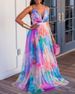 Women's Clothing Print Large Hem Mesh Dress Commuter Plus Size Women's Dress_ecoleips.com
