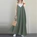 2024 Casual Loose Solid V-neck Backless Sexy Long Sleeveless Women's Party Dress_ecoleips.com
