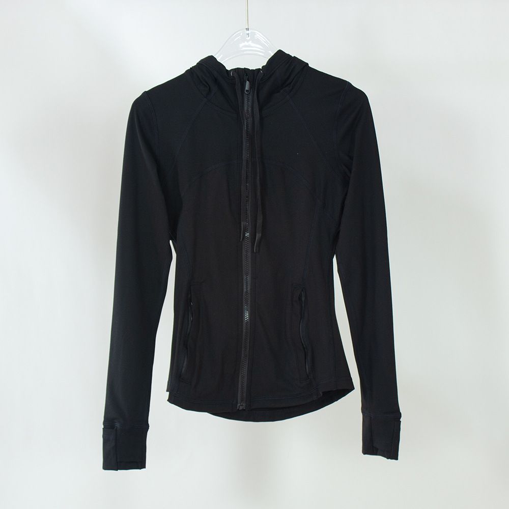 Women's Fleece Hooded Jacket For Yoga & Workouts - Slim Fit, Warm & Breathable With Zipper - Black_ecoleips.com