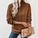 Women's Stylish Hooded Textured Long-Sleeve Sweatshirt - Casual Pullover Top With Pockets (Army Green, Dark Brown, Black, Wine Red)_ecoleips.com