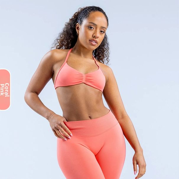 Women's Clothing Backless Halter Neck Sports Bra Camisole Fit Yoga Top In Polyester_ecoleips.com