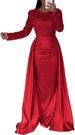 Women's Clothing Women's Banquet Long Sleeved Temperament Socialite Annual Meeting Host Aura Queen Sequined Evening Dress_ecoleips.com
