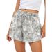 Women's Digital 3D Printed Drawstring Shorts European American Style Casual Elastic Waist Fashion Loose Fit Bottoms_ecoleips.com