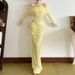 Women's Clothing Summer Long Dress For Women Sexy Mesh Patchwork Sheer Strapless Design With Long Sleeves For Formal & Casual_ecoleips.com