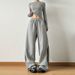 Women's Clothing Autumn And Winter Loose Slimming Sports Pants High Waist Drawstring Design Casual Lengthened Drawstring Wide Leg Sweatpants_ecoleips.com