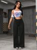 New European And American Cross-border High-waisted Slimming Loose-fitting Floor-length Wide-leg Straight Jeans, Trendy_ecoleips.com