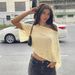 Women's French Style Irregular Shawl Knit Top Loose See through Base Layer Spring Fashion 2026 New Arrival_ecoleips.com