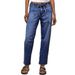 Women's Distressed Stretch Banana Jeans Casual Cropped Carrot Style Denim Pants European American Fashion Spring Autumn Summer_ecoleips.com