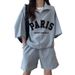 Women's Ice Silk Cropped Casual Fashion Set Short Sleeved Loose Sports Two Piece Set Korean Style Summer New 2026_ecoleips.com