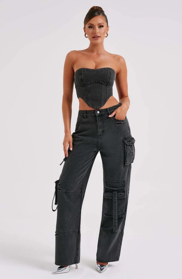 Women's Clothing Trousers straight leg multi-pocket denim overalls woman loose casual pants woman_ecoleips.com