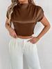 Women's Clothing Summer Satin Shirt Women's Fashionable Short Sleeved Blouse High End Style Top For Formal & Casual For Women_ecoleips.com