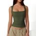 2025 European And American W's Clothing Street Style Fashion Square Neck Basic Slim Sleeveless Tank Top For_ecoleips.com